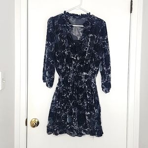 Opt floral velvet dress with 3/4 sleeves